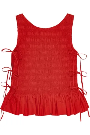 Ganni Top de tejido seersucker y chambray
