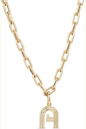 Adina Reyter Colgante Groovy Initial en oro amarillo de 14 ct con diamantes
