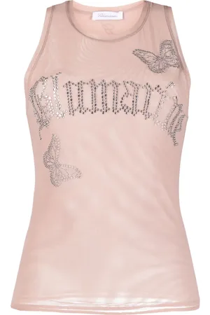 BLUMARINE Top de malla con aplique del logo
