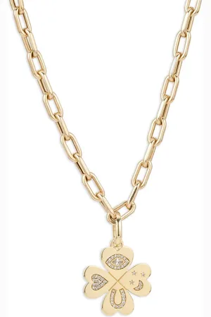 Adina Reyter Collar Clover en oro amarillo de 14 ct con diamantes