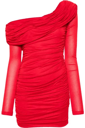 BLUMARINE Vestido corto fruncido con hombros descubiertos