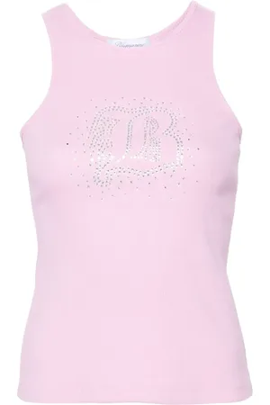 BLUMARINE Top sin mangas con detalles de strass