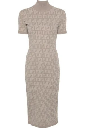 Fendi Vestido midi con motivo FF en jacquard