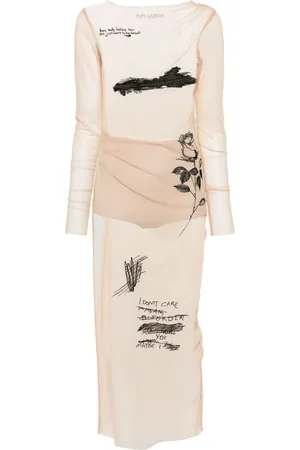 Patrizia Pepe Vestido largo de tul bordado