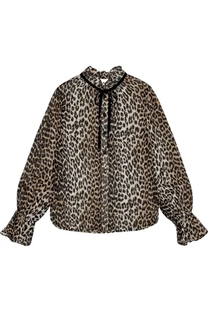 Ganni Blusa con estampado de leopardo