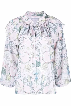 See by Chloé Blusa con volante y estampado barroco
