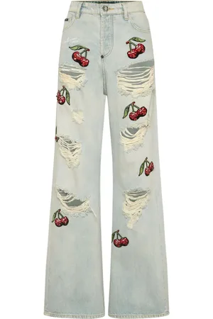 Philipp Plein Vaqueros Cherries Destroyed
