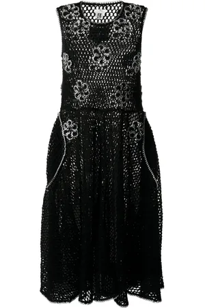 NOIR KEI NINOMIYA Vestido midi de punto con apliques florales