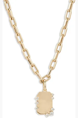 Adina Reyter Collar Dog tag en oro amarillo de 14 ct con diamantes