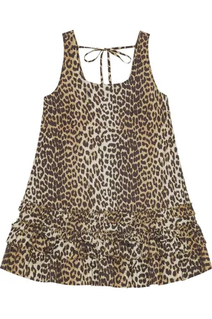 Ganni Vestido con estampado de leopardo