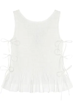 Ganni Top de tejido seersucker y chambray