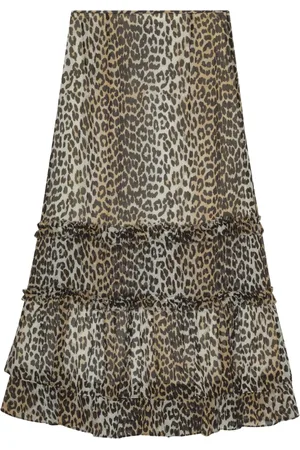 Ganni Falda con estampado de leopardo