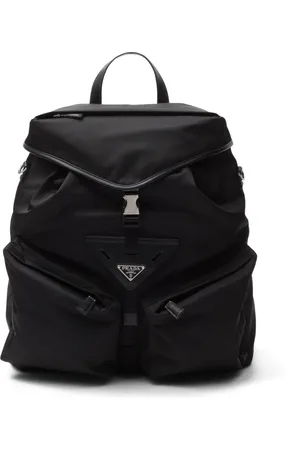 Prada Mochila Re-Nylon con ribete de cuero