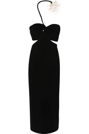 MAGDA BUTRYM Vestido midi asimétrico con detalle de rosa