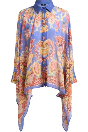 Etro Camisa tipo poncho con estampado floral
