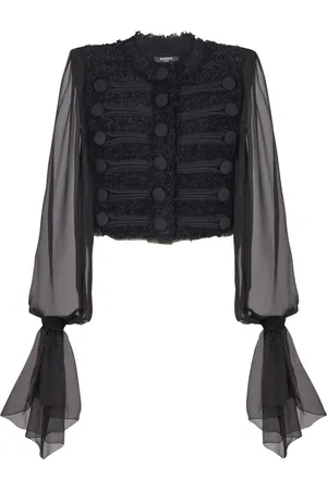 Balmain Chaqueta de tweed con manga de gasa