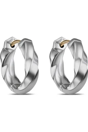 David Yurman Pendientes de aro huggie Cable Edge de 13 mm en plata de ley
