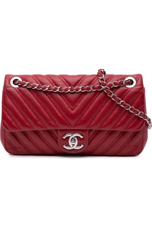 CHANEL 2015-2016 Medium Double Stitch Chevron Lambskin Single Flap crossbody bag