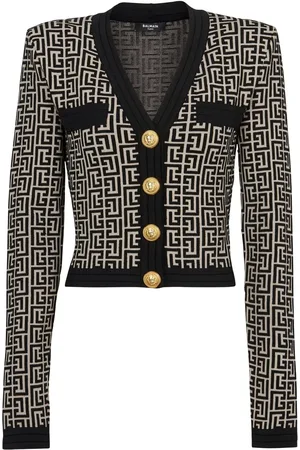 Balmain Cárdigan con monograma en intarsia