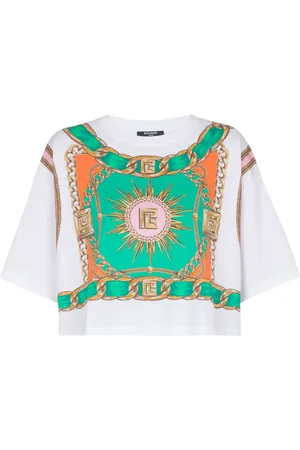 Balmain Camiseta corta con estampado Foulard