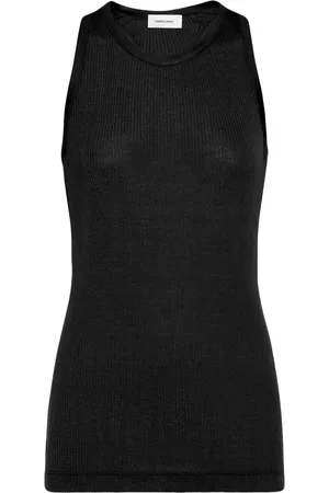 Salvatore Ferragamo Top sin mangas de canalé fino con cuello redondo