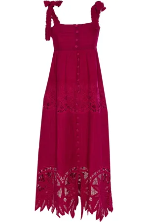 Farm Rio Vestido midi con detalles de encaje