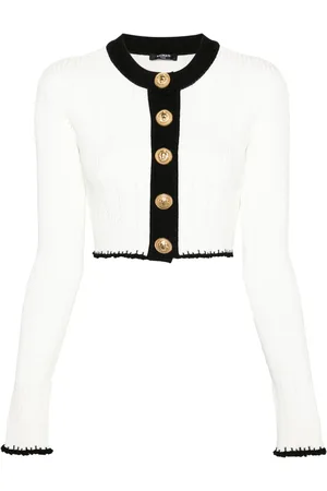 Balmain Cárdigan corto con ribete en contraste