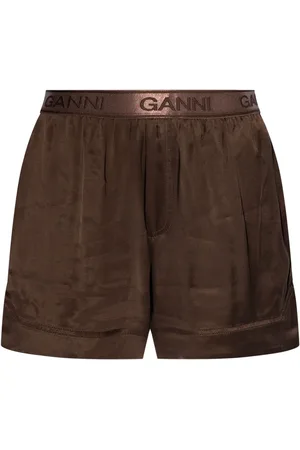 Ganni Pantalones cortos con logo en la cinturilla