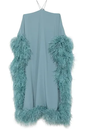 ‎Taller Marmo‎ Vestido largo con ribete de plumas