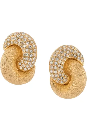 Dior Pendientes de clip con detalles de strass pre-owned 1980