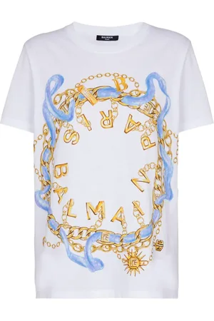 Balmain Camiseta de algodón con estampado de cadenas