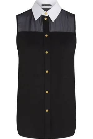 Karl Lagerfeld Blusa con cuello de popelina