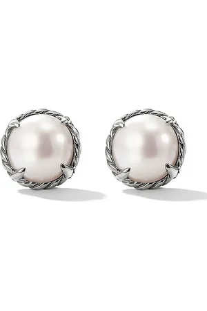 David Yurman Pendientes Petite Chatelaine de 8 mm en plata de ley con perla