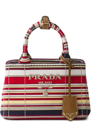 Prada Bolso mini de lona a rayas