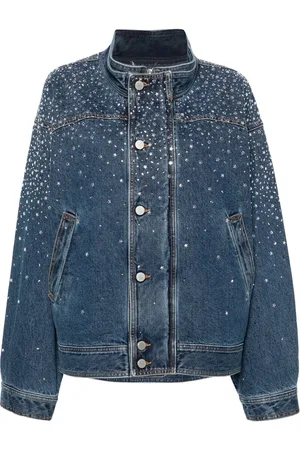 Alessandra Rich Chaqueta vaquera con detalle de cristales