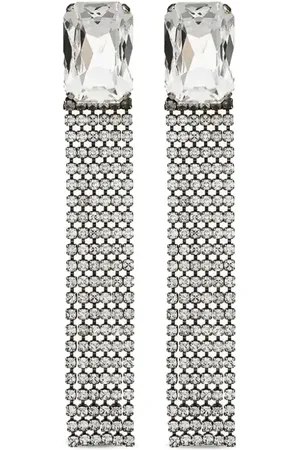 Saint Laurent Pendientes con colgante y detalles de strass