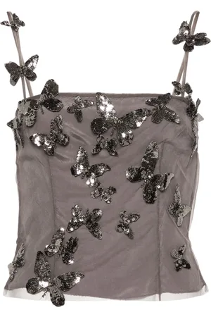 BLUMARINE Top corto con aplique de mariposa