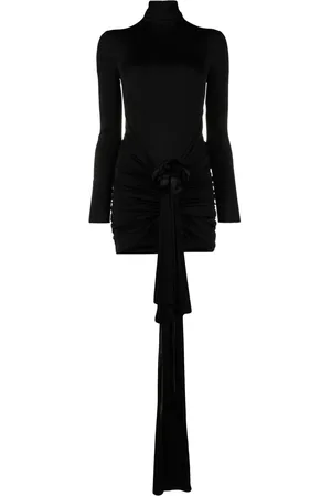 Saint Laurent Vestido corto con aplique de rosa