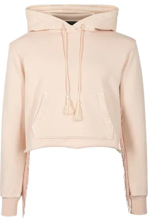 AMIRI Sudadera Beige con capucha y ribete de flecos