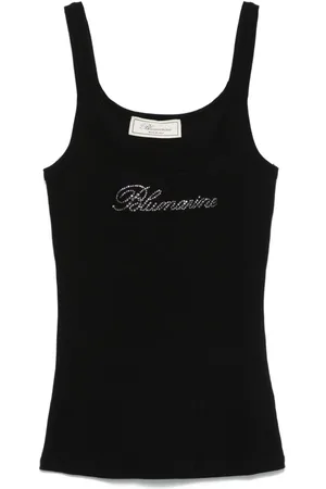 BLUMARINE Top de tirantes con logo de strass
