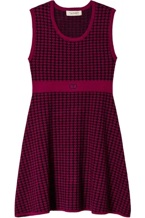 Twin-Set Vestido en jacquard con motivo pied de poule
