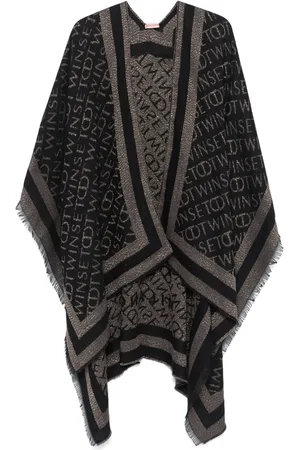 Twin-Set Poncho con logo en jacquard