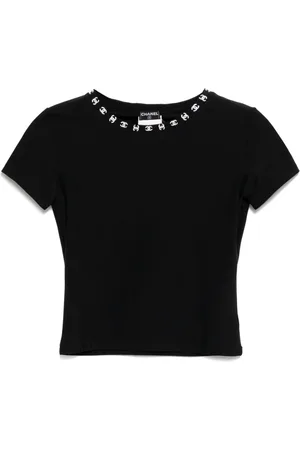 CHANEL Camiseta con ribete del logo 1997
