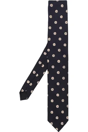 LARDINI Corbata de seda con bordado floral