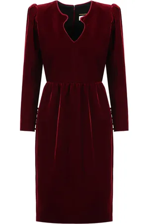 Saint Laurent Vestido por la rodilla de manga larga
