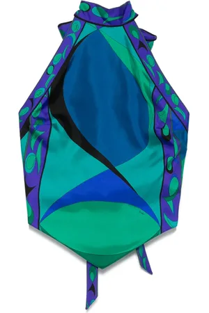 Puccini Top con estampado Pesci y cuello halter