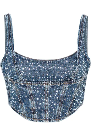 Alessandra Rich Bustier vaquero con strass