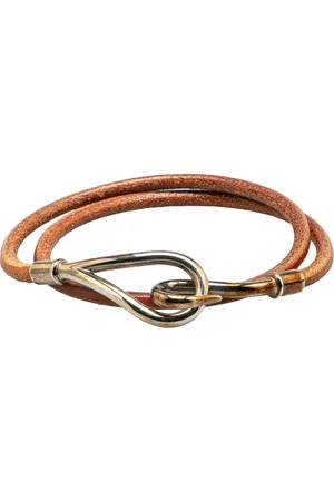Hermès Pulsera Jumbo Hook Double Tour Bracelet bañado en paladio de piel 20st Century