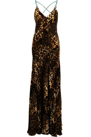 Roberto Cavalli Vestido largo con motivo de leopardo