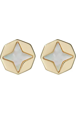 Tory Burch Pendientes Mother of Pearl con cierre de botón de presión
